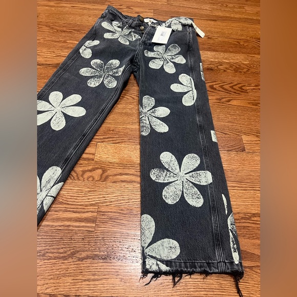 $395 The Great The Hero Black Daisy Stamp Jean Women's Size 25 Made In Usa - Picture 2 of 16